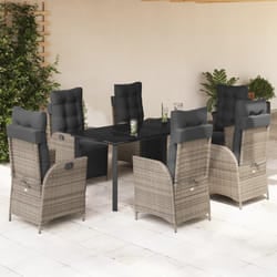 vidaXL Set da Pranzo da Giardino 7 pz con Cuscini in Polyrattan Grigio