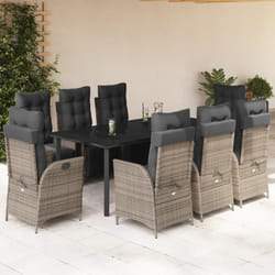 vidaXL Set da Pranzo da Giardino 9 pz con Cuscini in Polyrattan Grigio