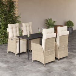 vidaXL Set da Pranzo da Giardino 5 pz con Cuscini Beige in Polyrattan