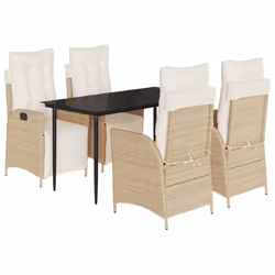 vidaXL Set da Pranzo da Giardino 5 pz con Cuscini Beige in Polyrattan - Vista aggiuntiva 2