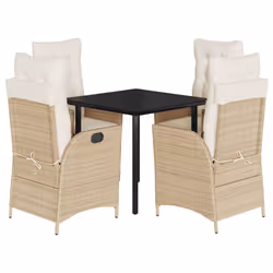 vidaXL Set da Pranzo da Giardino 5 pz con Cuscini Beige in Polyrattan - Vista aggiuntiva 2