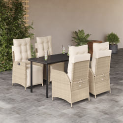 vidaXL Set da Pranzo da Giardino 5 pz con Cuscini Beige in Polyrattan