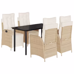 vidaXL Set da Pranzo da Giardino 5 pz con Cuscini Beige in Polyrattan - Vista aggiuntiva 2