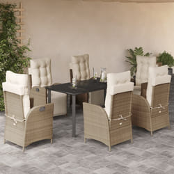 vidaXL Set da Pranzo da Giardino 7 pz con Cuscini Beige in Polyrattan