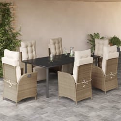 vidaXL Set da Pranzo da Giardino 7 pz con Cuscini Beige in Polyrattan