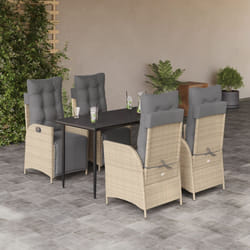 vidaXL Set Pranzo da Giardino 5 pz con Cuscini Beige Misto Polyrattan