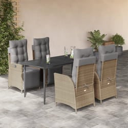 vidaXL Set Pranzo da Giardino 5 pz con Cuscini Beige Misto Polyrattan