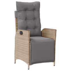 vidaXL Set Pranzo da Giardino 7 pz con Cuscini Beige Misto Polyrattan - Vista aggiuntiva 3