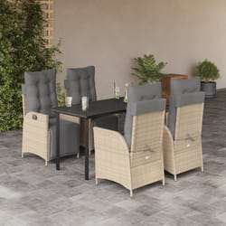 vidaXL Set Pranzo da Giardino 5 pz con Cuscini Beige Misto Polyrattan