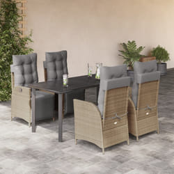 vidaXL Set Pranzo da Giardino 5 pz con Cuscini Beige Misto Polyrattan