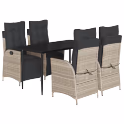 vidaXL Set Pranzo da Giardino 5pz con Cuscini Grigio Chiaro Polyrattan - Vista aggiuntiva 2