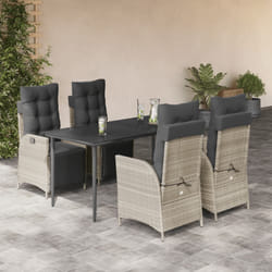 vidaXL Set Pranzo da Giardino 5pz con Cuscini Grigio Chiaro Polyrattan