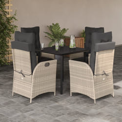 vidaXL Set Pranzo da Giardino 5pz con Cuscini Grigio Chiaro Polyrattan