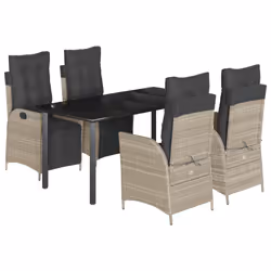 vidaXL Set Pranzo da Giardino 5pz con Cuscini Grigio Chiaro Polyrattan - Vista aggiuntiva 2