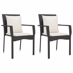 Set da Pranzo da Giardino 9 pz con Cuscini Nero in Polyrattancod mxl 114358 - Vista aggiuntiva 3
