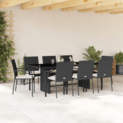 vidaXL Set da Pranzo da Giardino 9 pz con Cuscini Nero in Polyrattan