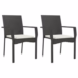 vidaXL Set da Pranzo da Giardino 9 pz con Cuscini Nero in Polyrattan - Vista aggiuntiva 3