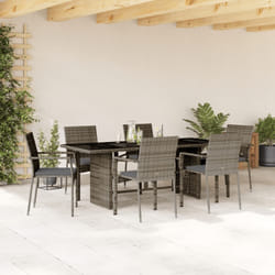 vidaXL Set da Pranzo da Giardino 7 pz con Cuscini in Polyrattan Grigio