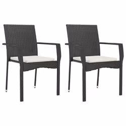 vidaXL Set da Pranzo da Giardino 9 pz con Cuscini Nero in Polyrattan - Vista aggiuntiva 3