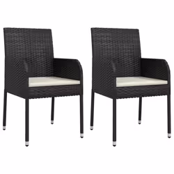 vidaXL Set da Pranzo da Giardino 9 pz con Cuscini Nero in Polyrattan - Vista aggiuntiva 3
