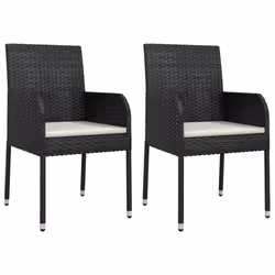 vidaXL Set da Pranzo da Giardino 9 pz con Cuscini Nero in Polyrattan - Vista aggiuntiva 3