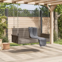 vidaXL Panchina Dondolo Grigia 119x56x48 cm in Polyrattan - Vista aggiuntiva 3