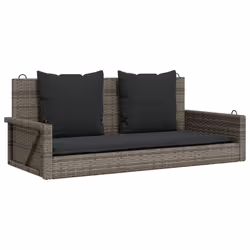 vidaXL Panchina Dondolo con Cuscini Grigia 119x56x48 cm in Polyrattan - Vista aggiuntiva 2