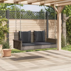 vidaXL Panchina Dondolo con Cuscini Grigia 119x56x48 cm in Polyrattan - Vista aggiuntiva 3