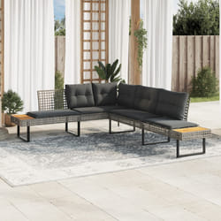 vidaXL Divano da Giardino con Cuscini a L Grigio Polyrattan e Acacia