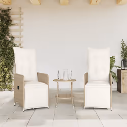 vidaXL Sedie da Giardino Reclinabili 2pz con Tavolino Polyrattan Beige - Vista aggiuntiva 3