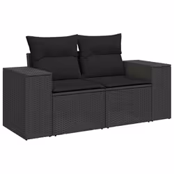 Divano da Giardino con Cuscini a 2 Posti Nero in Polyrattancod mxl 87723 - Vista aggiuntiva 2