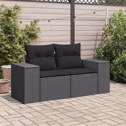 Divano da Giardino con Cuscini a 2 Posti Nero in Polyrattancod mxl 87723 - Vista aggiuntiva 3
