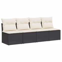 Divano da Giardino con Cuscini a 4 Posti Nero in Polyrattancod mxl 87722 - Vista aggiuntiva 2
