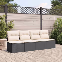 Divano da Giardino con Cuscini a 4 Posti Nero in Polyrattancod mxl 87722 - Vista aggiuntiva 3