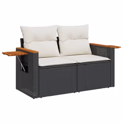 Divano da Giardino con Cuscini a 2 Posti Nero in Polyrattancod mxl 87727 - Vista aggiuntiva 2