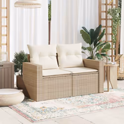 Divano da Giardino con Cuscini a 2 Posti Beige in Polyrattancod mxl 111105 - Vista aggiuntiva 3