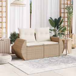 Divano da Giardino con Cuscini a 2 Posti Beige in Polyrattancod mxl 87097 - Vista aggiuntiva 3