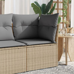 Sedia Giardino Senza Braccioli con Cuscini Beige in Polyrattan Vidaxl