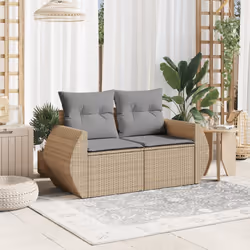 Divano da Giardino con Cuscini a 2 Posti Beige in Polyrattancod mxl 87099 - Vista aggiuntiva 3