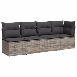 vidaXL Divano da Giardino con Cuscini 4 Posti Grigio in Polyrattan - Vista aggiuntiva 2