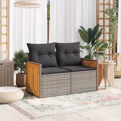 Divano da Giardino con Cuscini 2 Posti Grigio in Polyrattancod mxl 87678 - Vista aggiuntiva 3