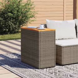 Tavolino Giardino Piano in Legno Grigio 58x27,5x55cm Polyrattancod mxl 134590 - Vista aggiuntiva 3