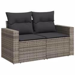 vidaXL Divano da Giardino con Cuscini 2 Posti Grigio in Polyrattan - Vista aggiuntiva 2