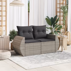 vidaXL Divano da Giardino con Cuscini 2 Posti Grigio in Polyrattan - Vista aggiuntiva 3