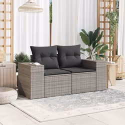 vidaXL Divano da Giardino con Cuscini 2 Posti Grigio in Polyrattan - Vista aggiuntiva 3