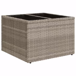 vidaXL Tavolo Giardino Piano Vetro Grigio Chiaro 55x55x37cm Polyrattan - Vista aggiuntiva 2