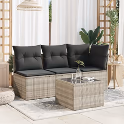 vidaXL Tavolo Giardino Piano Vetro Grigio Chiaro 55x55x37cm Polyrattan - Vista aggiuntiva 3
