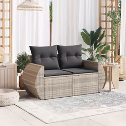 vidaXL Divano da Giardino con Cuscini 2 Posti Grigio Chiaro Polyrattan - Vista aggiuntiva 3