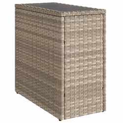 vidaXL Tavolo Giardino Piano Vetro Grigio Chiaro 58x27,5x55 Polyrattan - Vista aggiuntiva 2