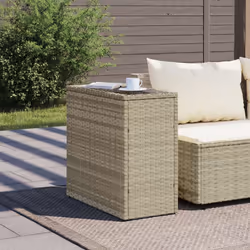 vidaXL Tavolo Giardino Piano Vetro Grigio Chiaro 58x27,5x55 Polyrattan - Vista aggiuntiva 3